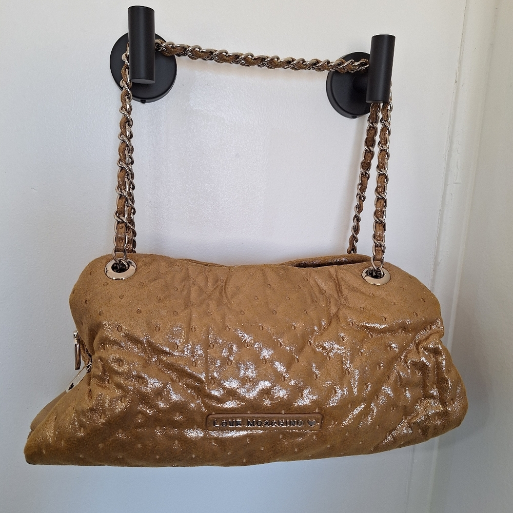 Love Moschino Gold  With Chain Handle Bag.